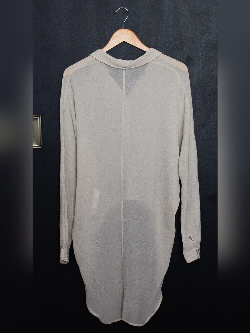 Eileen Fisher Button Front Silk Blouse Asymmetrical Cream Size XXS - Picture 6 of 7